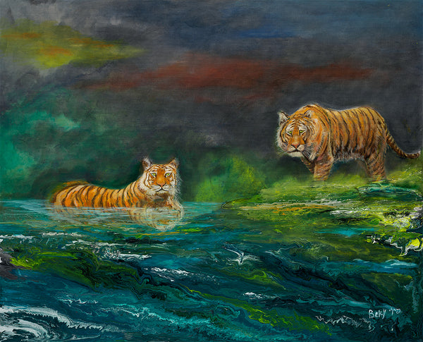Tigers in the river