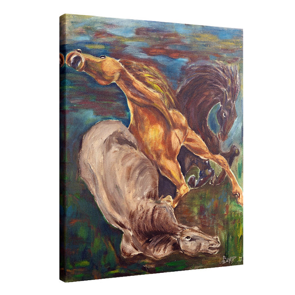 Horses in a storm