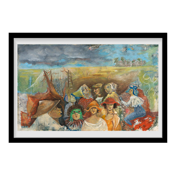 With Their Backs to the Storm (Framed print)