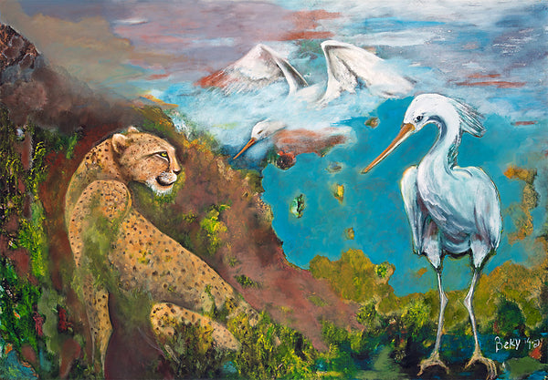 Cheetah and Stork