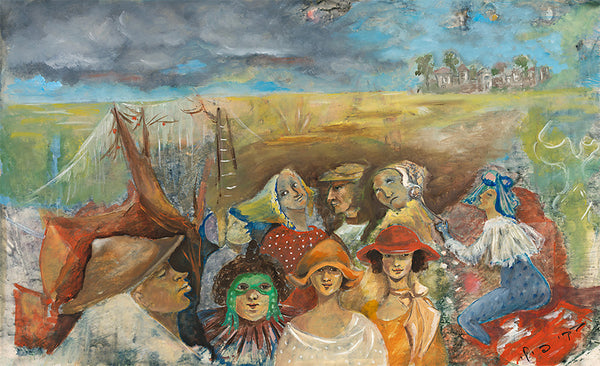 With Their Backs to the Storm (Framed print)